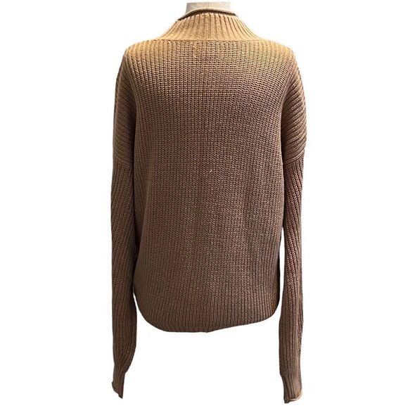 Hollister Womens Tan Ribbed Knit Mock Turtle Neck Sweater Dolman Sleeves Small - Picture 3 of 10